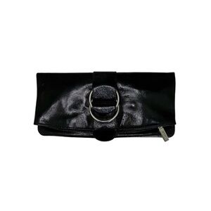HOBO international Black Patent Leather Fold-over Clutch Bag